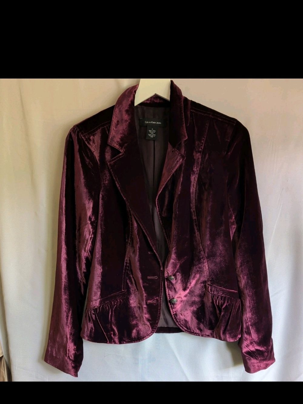 Calvin Klein Jeans Velvet Blazer Jacket - Plum Size M